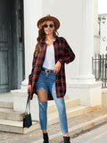 Full Size Plaid Button Up Dropped Shoulder Shirt